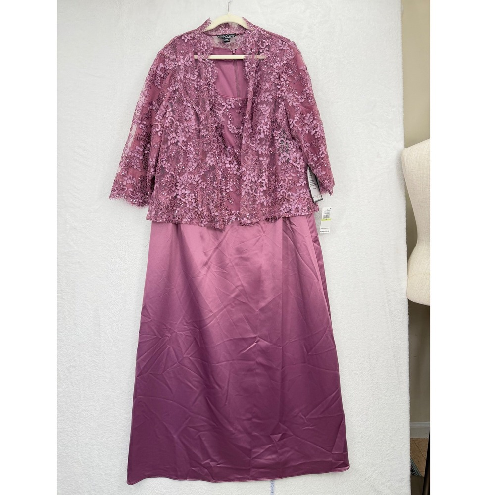Alex Evenings Gown Set Women 18W NWT Mauve Lace Sequin 2PC MSRP $269 - Picture 5 of 10